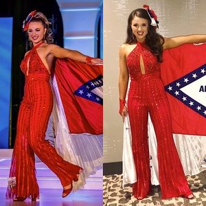 Red Rachel Allan Jumpsuit